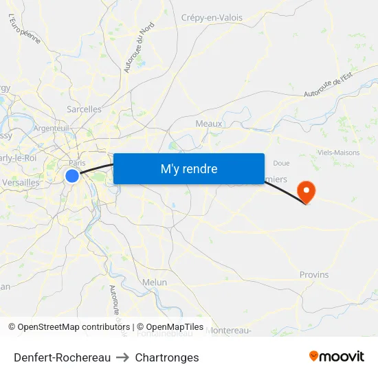 Denfert-Rochereau to Chartronges map