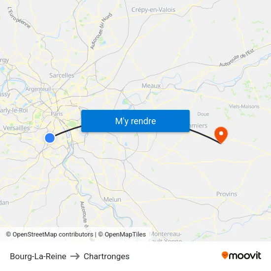 Bourg-La-Reine to Chartronges map