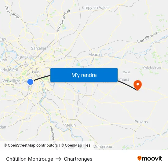 Châtillon-Montrouge to Chartronges map