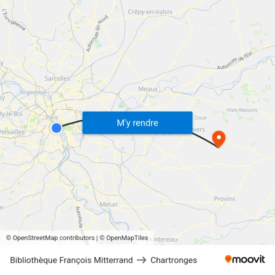 Bibliothèque François Mitterrand to Chartronges map