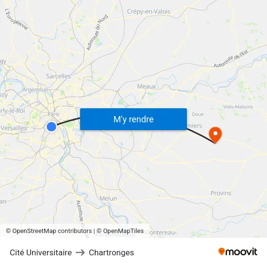 Cité Universitaire to Chartronges map