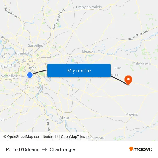 Porte D'Orléans to Chartronges map