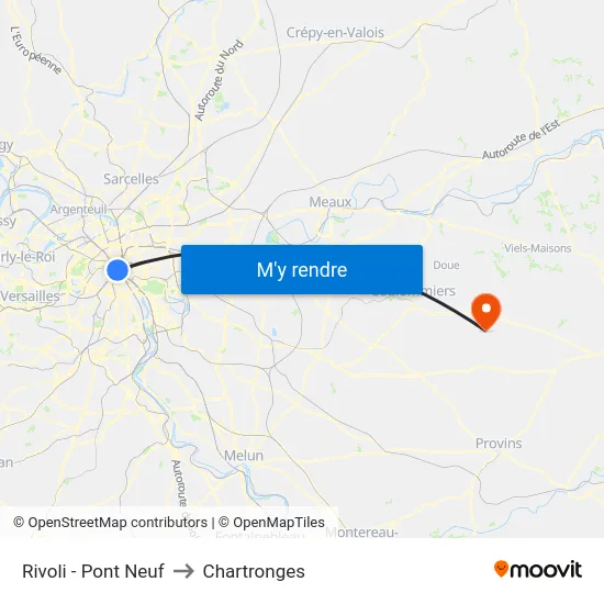Rivoli - Pont Neuf to Chartronges map