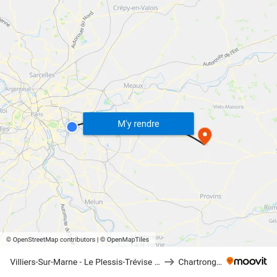 Villiers-Sur-Marne - Le Plessis-Trévise RER to Chartronges map