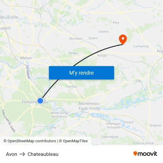 Avon to Chateaubleau map