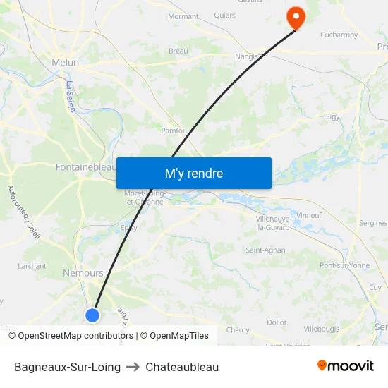 Bagneaux-Sur-Loing to Chateaubleau map