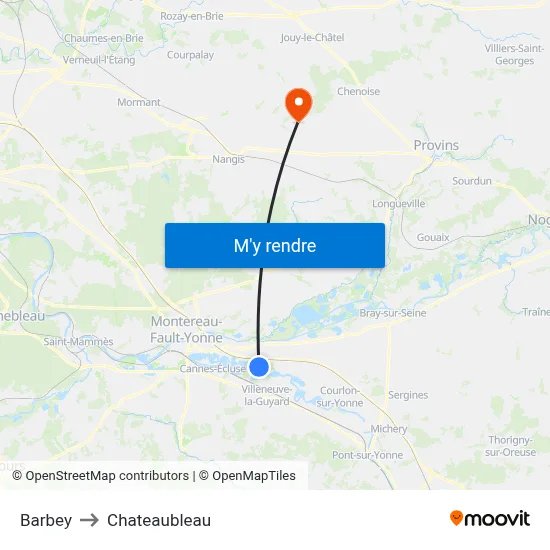 Barbey to Chateaubleau map