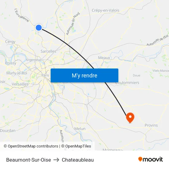 Beaumont-Sur-Oise to Chateaubleau map