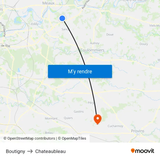 Boutigny to Chateaubleau map