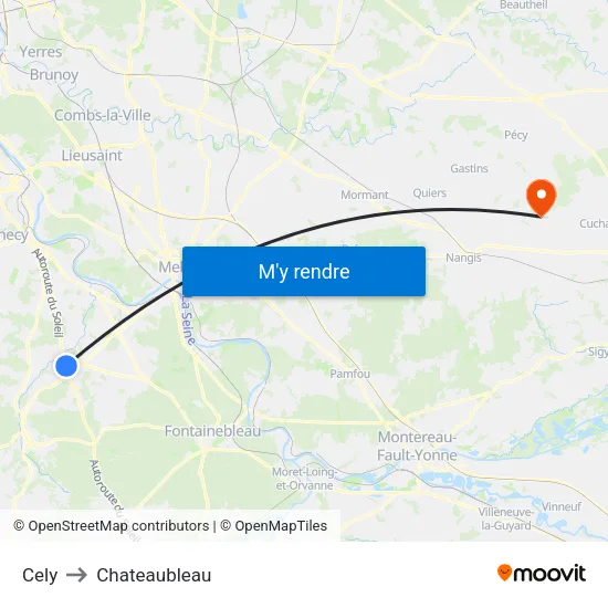 Cely to Chateaubleau map