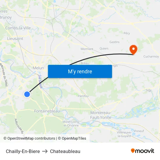 Chailly-En-Biere to Chateaubleau map