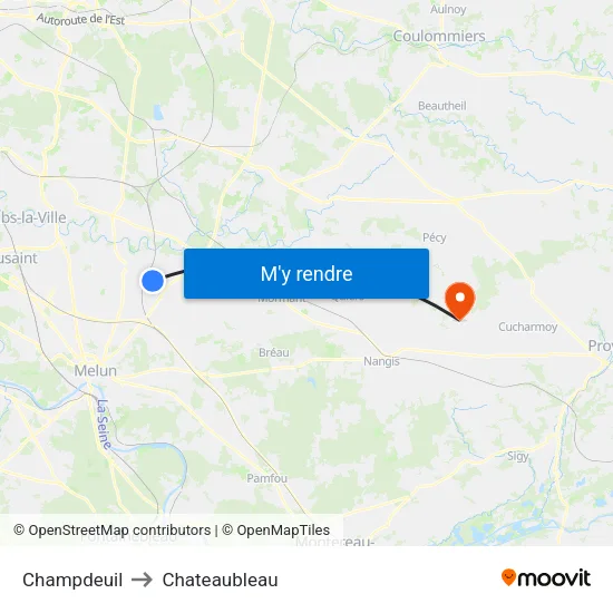 Champdeuil to Chateaubleau map