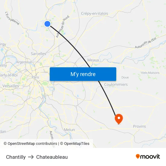 Chantilly to Chateaubleau map