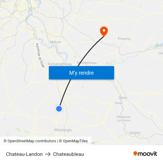 Chateau-Landon to Chateaubleau map