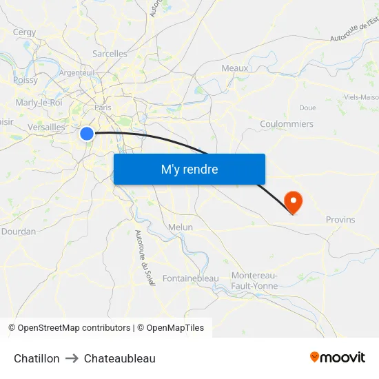 Chatillon to Chateaubleau map