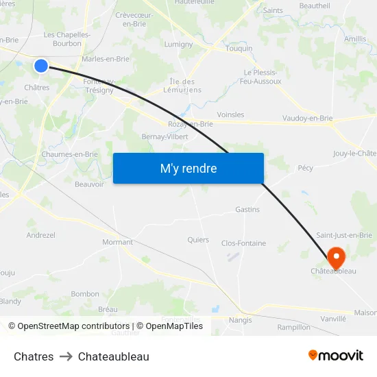 Chatres to Chateaubleau map