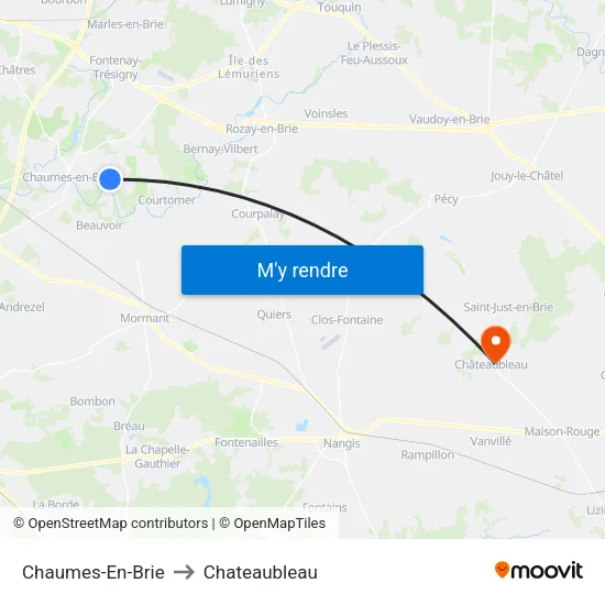 Chaumes-En-Brie to Chateaubleau map