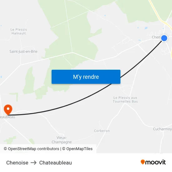 Chenoise to Chateaubleau map
