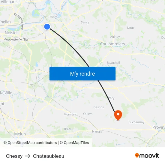 Chessy to Chateaubleau map