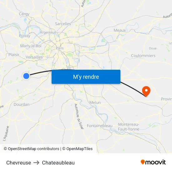 Chevreuse to Chateaubleau map