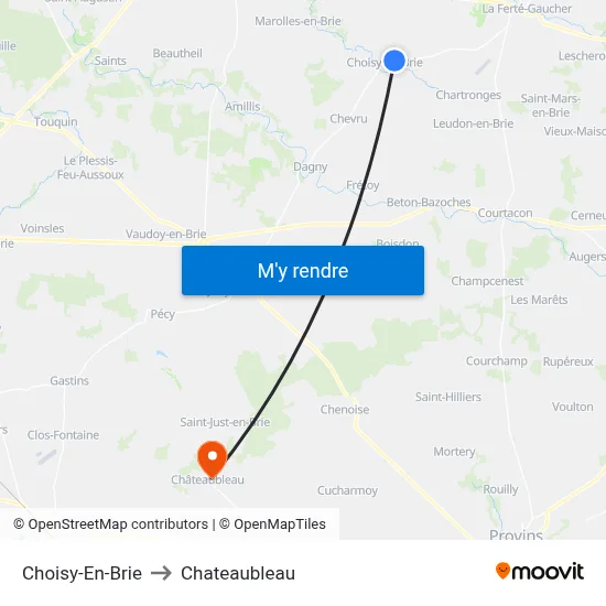Choisy-En-Brie to Chateaubleau map