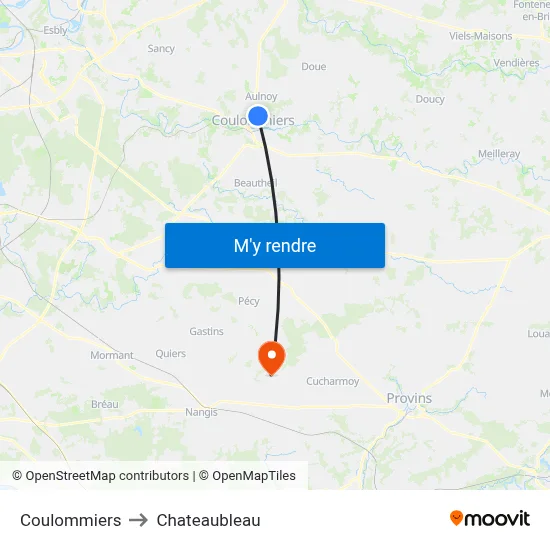 Coulommiers to Chateaubleau map