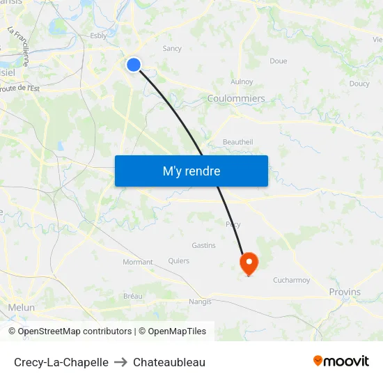 Crecy-La-Chapelle to Chateaubleau map