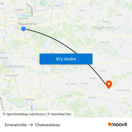 Emerainville to Chateaubleau map