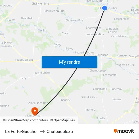 La Ferte-Gaucher to Chateaubleau map