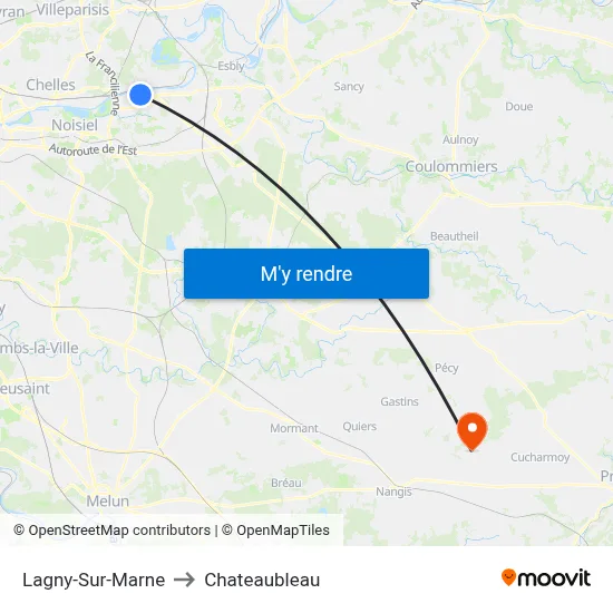 Lagny-Sur-Marne to Chateaubleau map