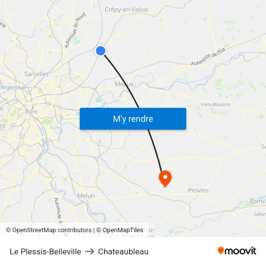 Le Plessis-Belleville to Chateaubleau map