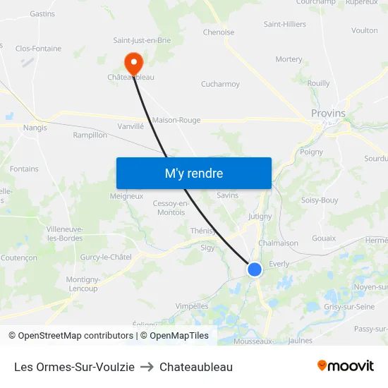 Les Ormes-Sur-Voulzie to Chateaubleau map