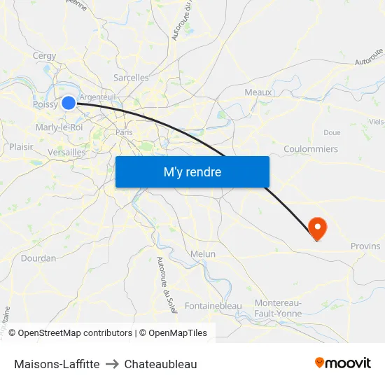 Maisons-Laffitte to Chateaubleau map