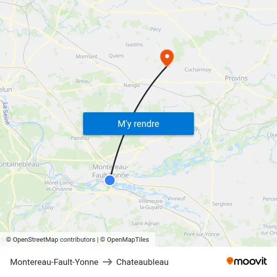 Montereau-Fault-Yonne to Chateaubleau map
