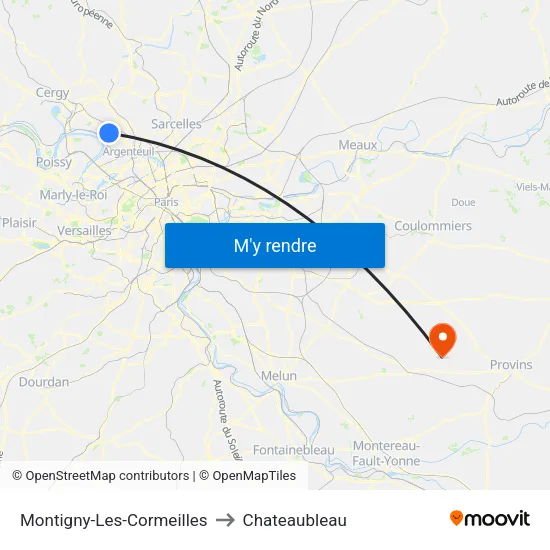 Montigny-Les-Cormeilles to Chateaubleau map