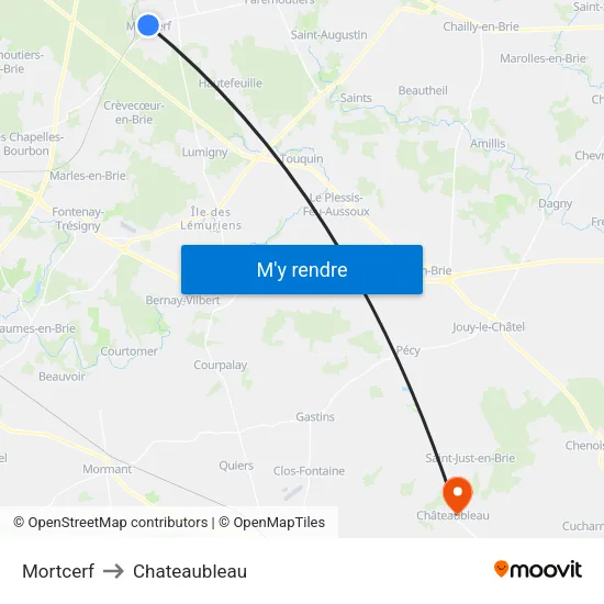 Mortcerf to Chateaubleau map