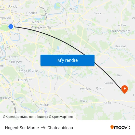 Nogent-Sur-Marne to Chateaubleau map