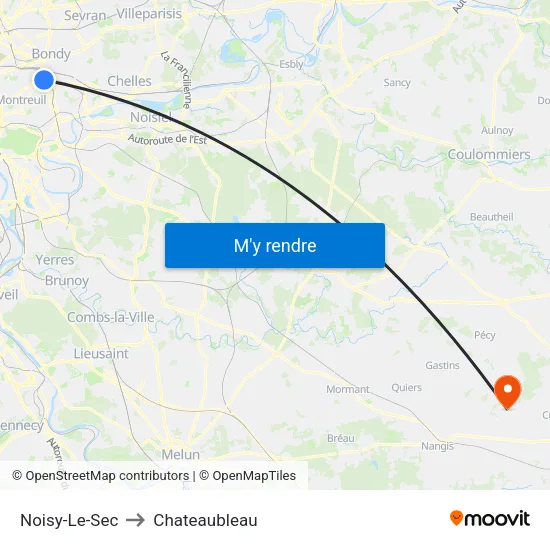 Noisy-Le-Sec to Chateaubleau map