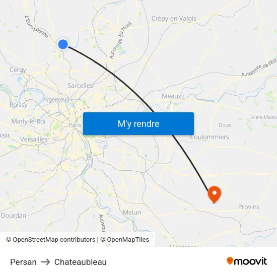 Persan to Chateaubleau map