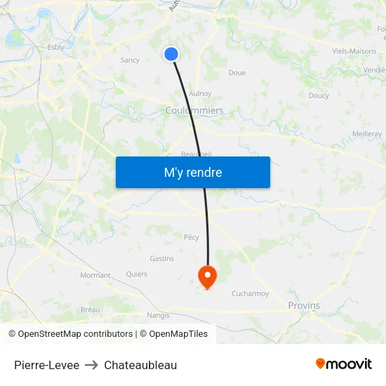 Pierre-Levee to Chateaubleau map