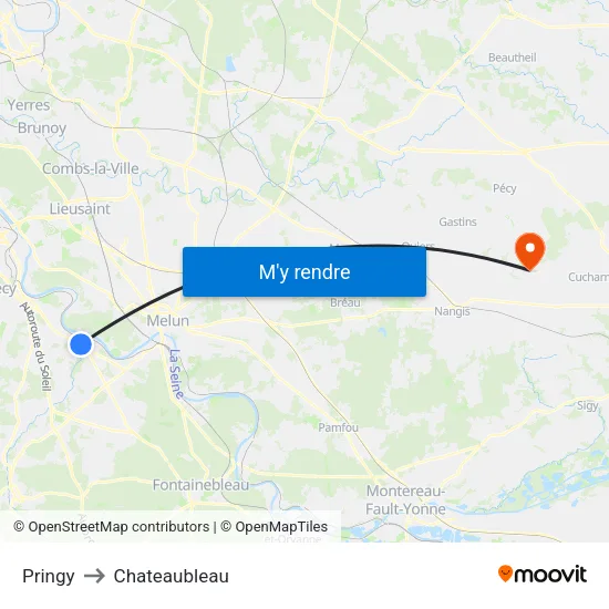Pringy to Chateaubleau map