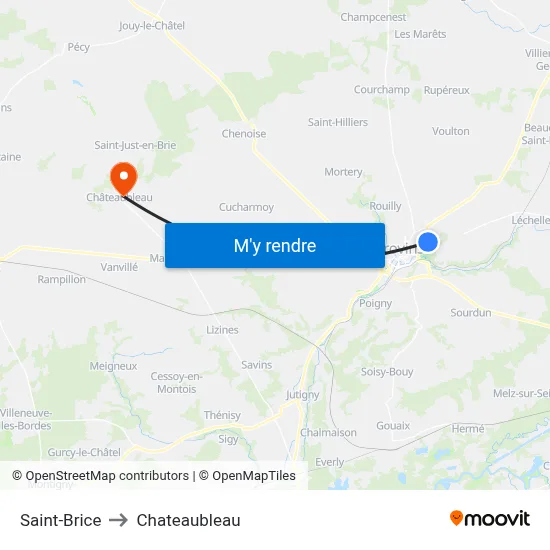 Saint-Brice to Chateaubleau map