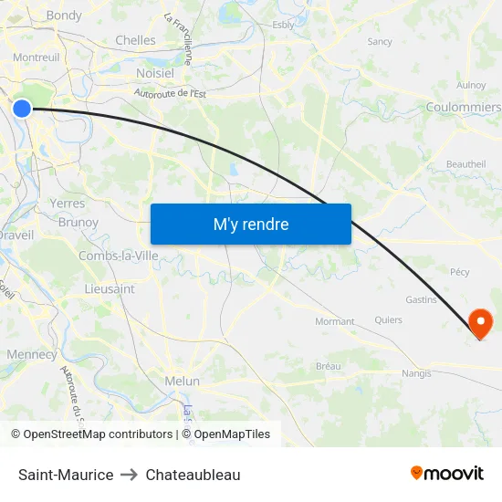 Saint-Maurice to Chateaubleau map