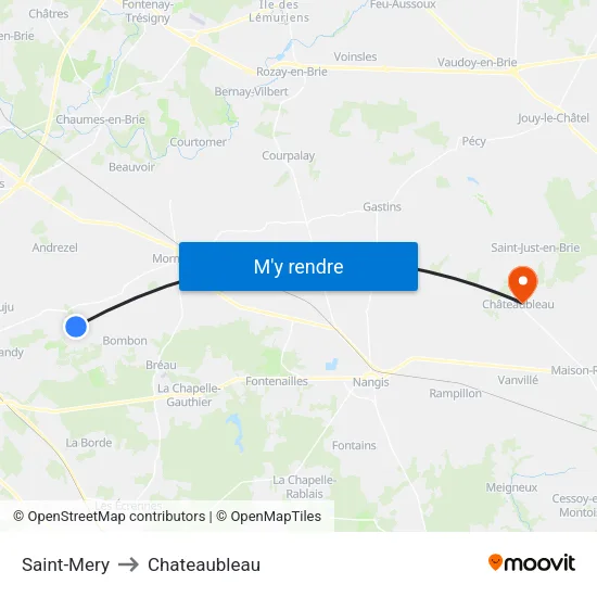Saint-Mery to Chateaubleau map