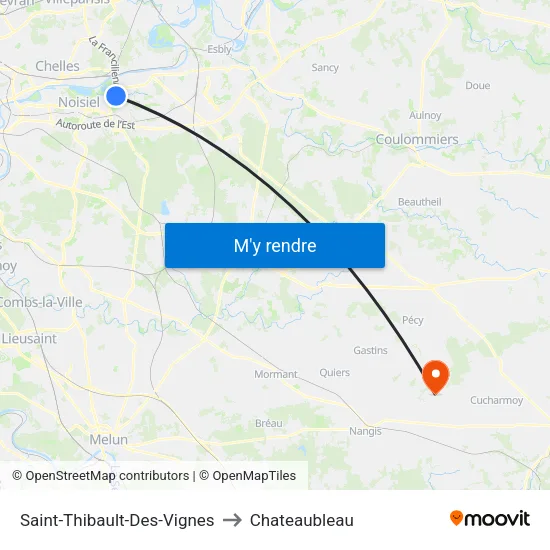 Saint-Thibault-Des-Vignes to Chateaubleau map
