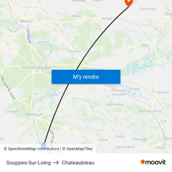 Souppes-Sur-Loing to Chateaubleau map