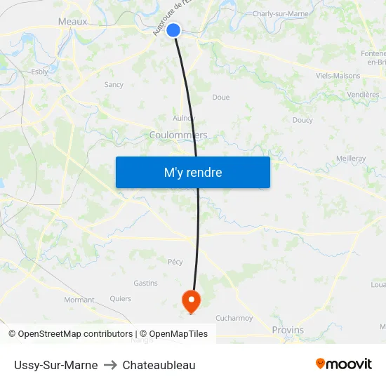 Ussy-Sur-Marne to Chateaubleau map