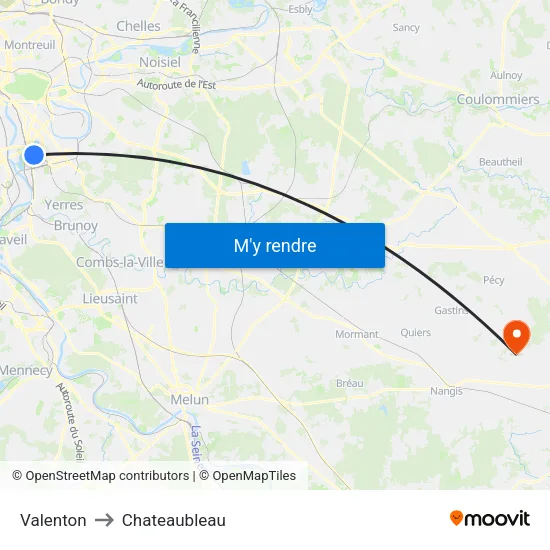Valenton to Chateaubleau map