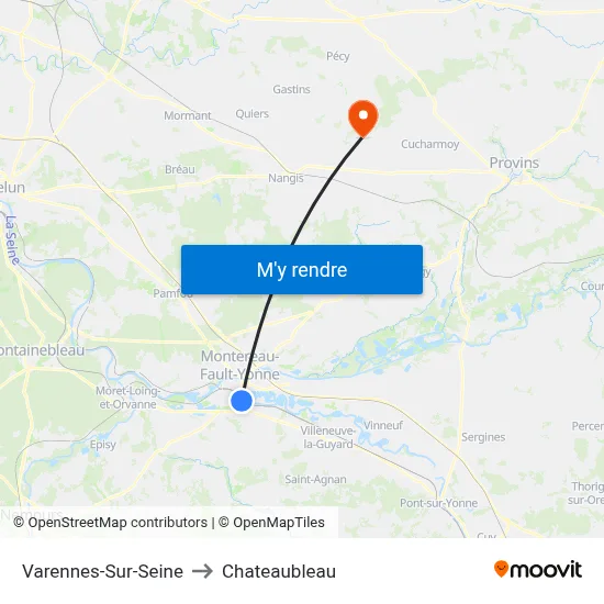 Varennes-Sur-Seine to Chateaubleau map