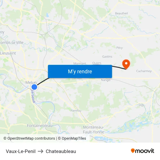 Vaux-Le-Penil to Chateaubleau map